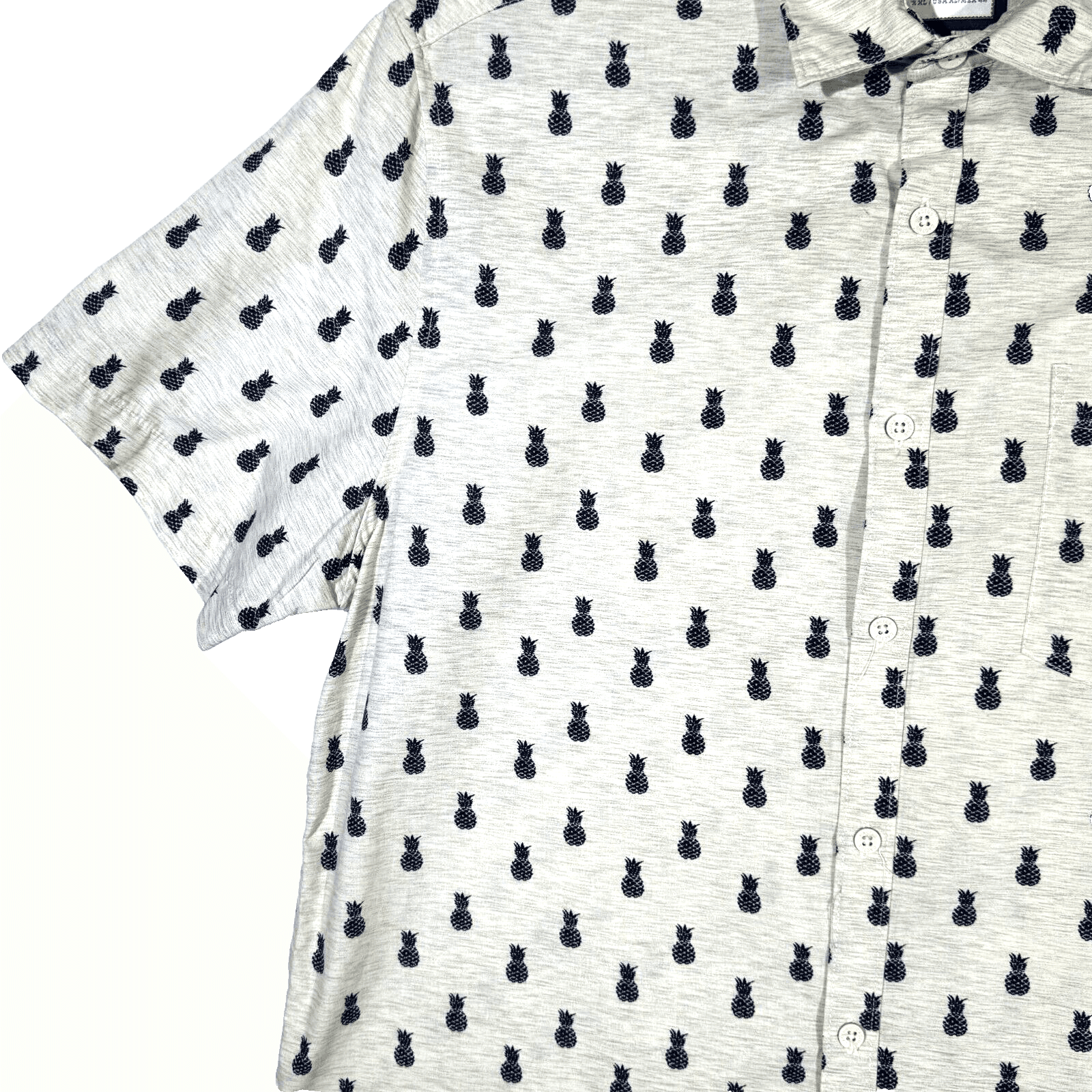 Cactus Man Men's Shirt XL Cream Pineapple Print Cotton Slim Fit Button-Up M492 - Thumbnail 4