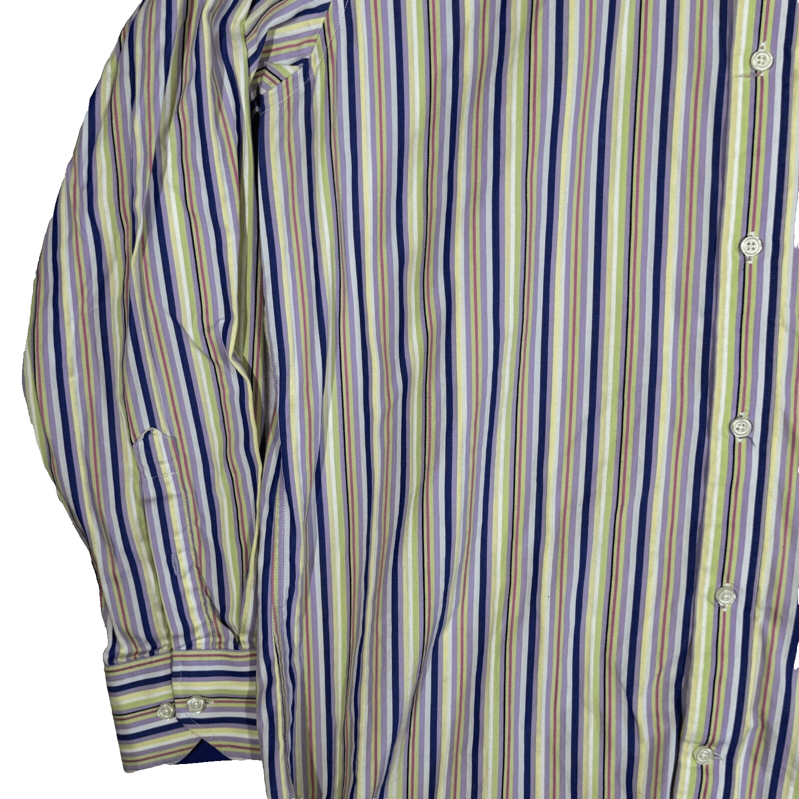 Tailorbyrd Men’s L Multicolor Striped Cotton Shirt – Button-Up, Pockets, M591 - Thumbnail 4