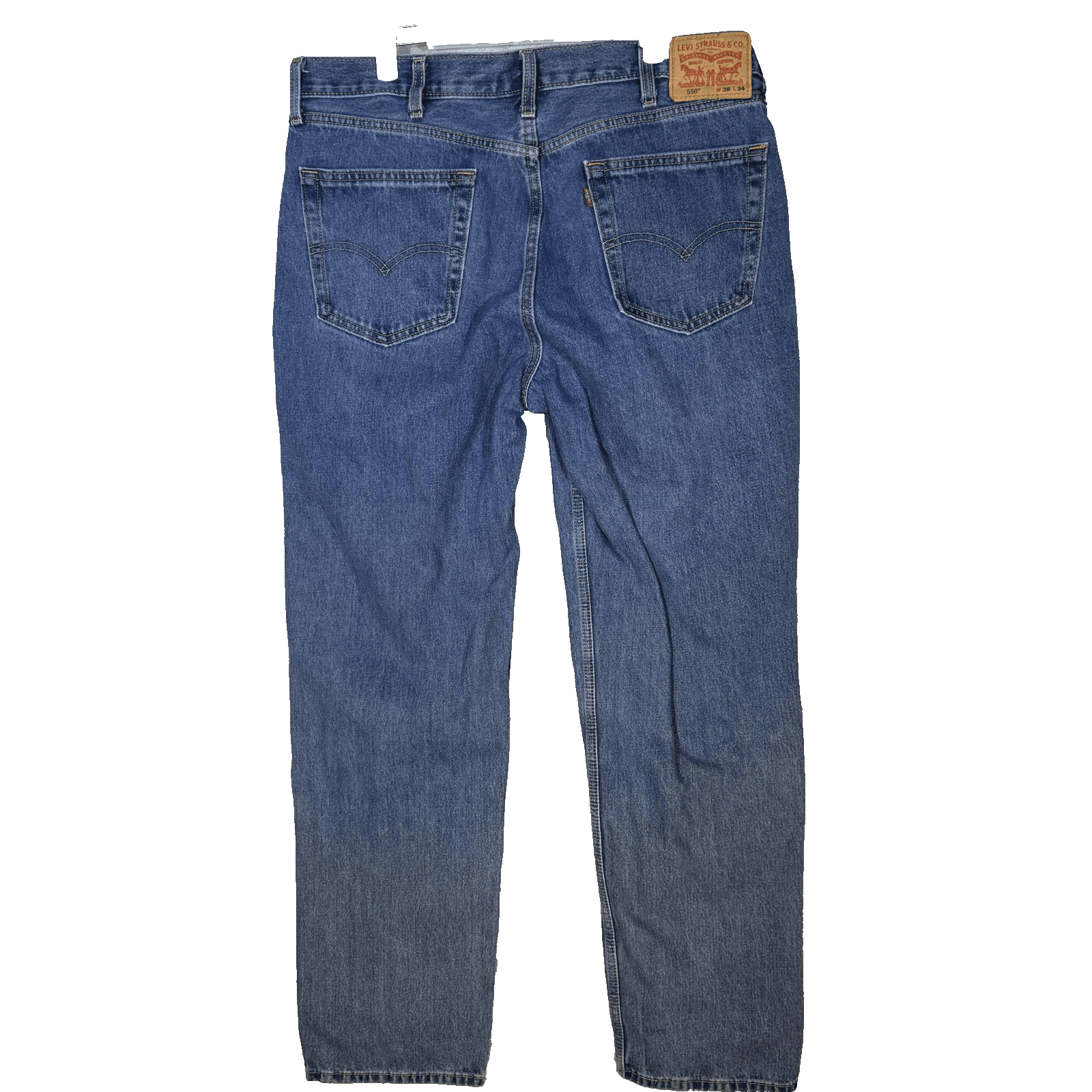 Levis 550 Jeans Mens 38x33 (38x34) Blue Medium Wash Relaxed Tapered Leg Denim - Thumbnail 2