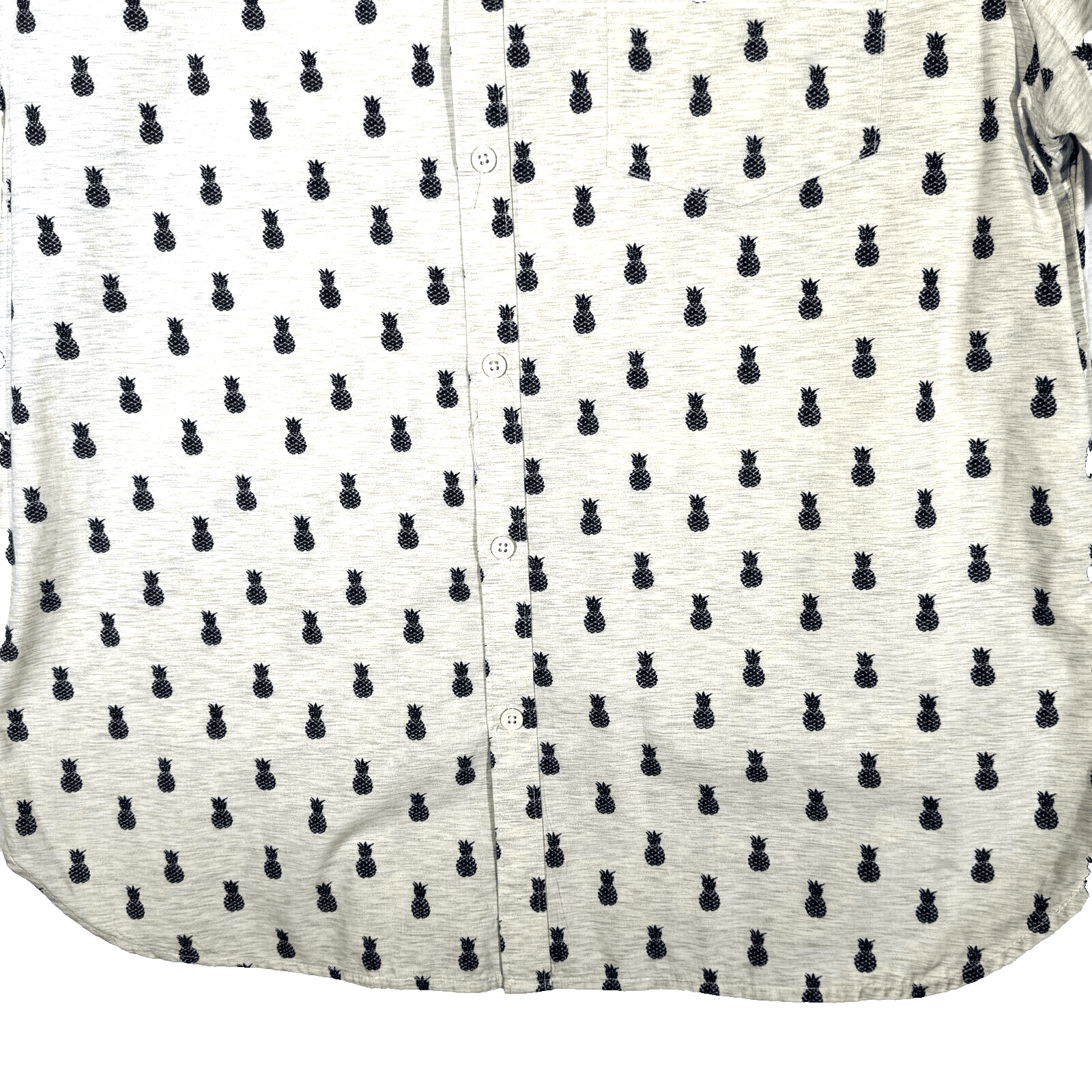 Cactus Man Men's Shirt XL Cream Pineapple Print Cotton Slim Fit Button-Up M492 - Thumbnail 3