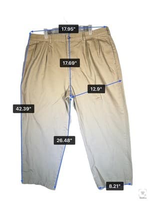 Polo Golf Pants Boys XL 40x30 Beige Khaki Pleated Twill 100% Cotton Golf - Thumbnail 13