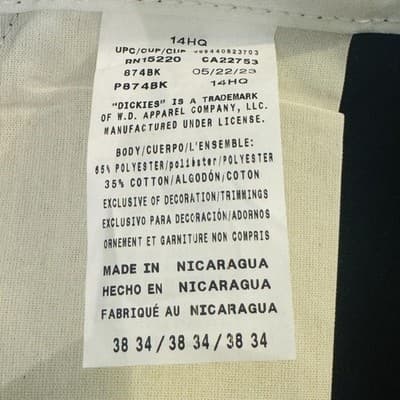 Dickies Pants Boys L 38x34 Black Chino Twill Polyester Cotton Nicaragua - Thumbnail 8