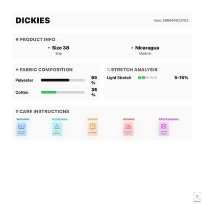 Dickies Pants Boys L 38x34 Black Chino Twill Polyester Cotton Nicaragua - Thumbnail 12