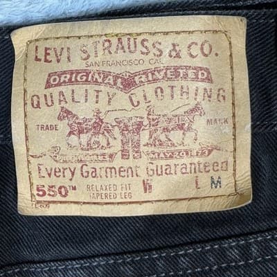 Vintage Levis 550 Jeans Womens 16 Black Relaxed Tapered Leg Mom Denim 34x30 - Thumbnail 3