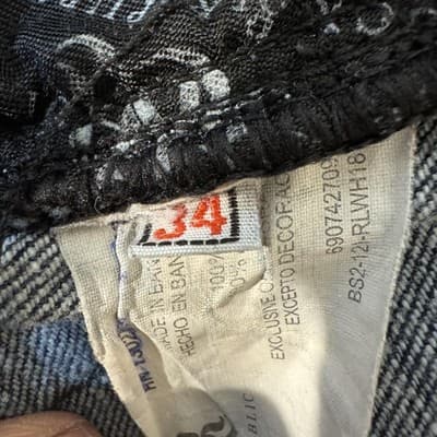 Rock & Republic Jeans Mens 32x33 (Size 34) Blue Straight Leg Skull Denim - Thumbnail 7