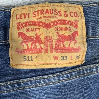 Levis 511 Jeans Mens 32x29 (33x30) Blue Slim Taper Stretch Denim Medium Wash - Thumbnail 3