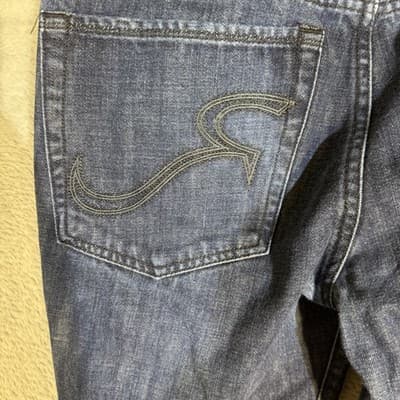 Rock & Republic Jeans Mens 32x33 (Size 34) Blue Straight Leg Skull Denim - Thumbnail 3