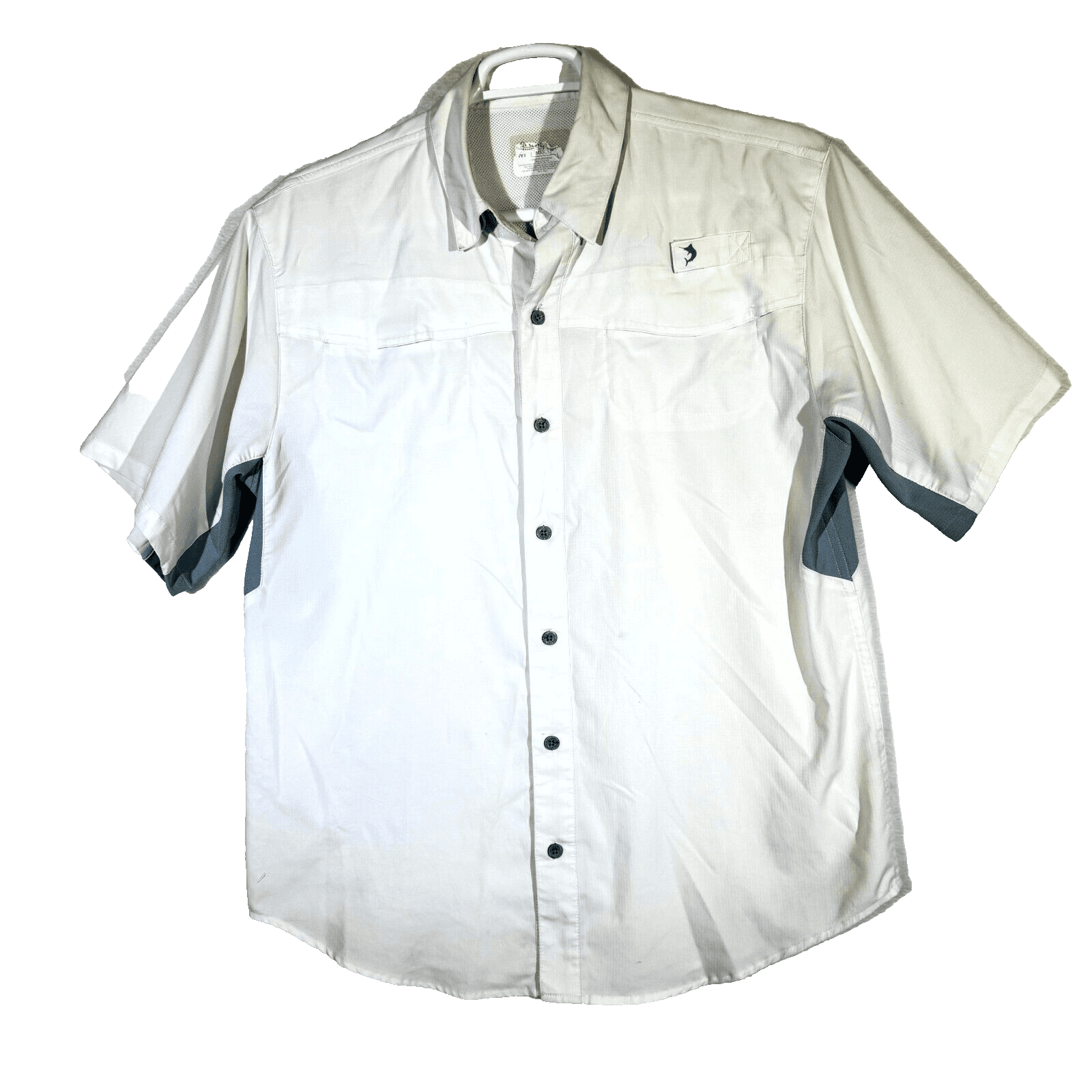 Reel Legends Men’s Shirt Medium White Vented Mesh Lined Fishing Button-Up - Image 1