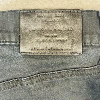 Lucky Brand 121 Jeans Mens 36x32 Black Charcoal Wash Slim Tapered Denim Zip Fly - Thumbnail 7