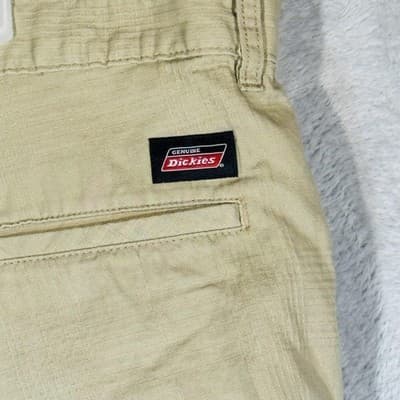 Dickies Shorts Mens 44 Beige Cargo Relaxed Fit Canvas 12 Inseam Pockets Zip - Thumbnail 7