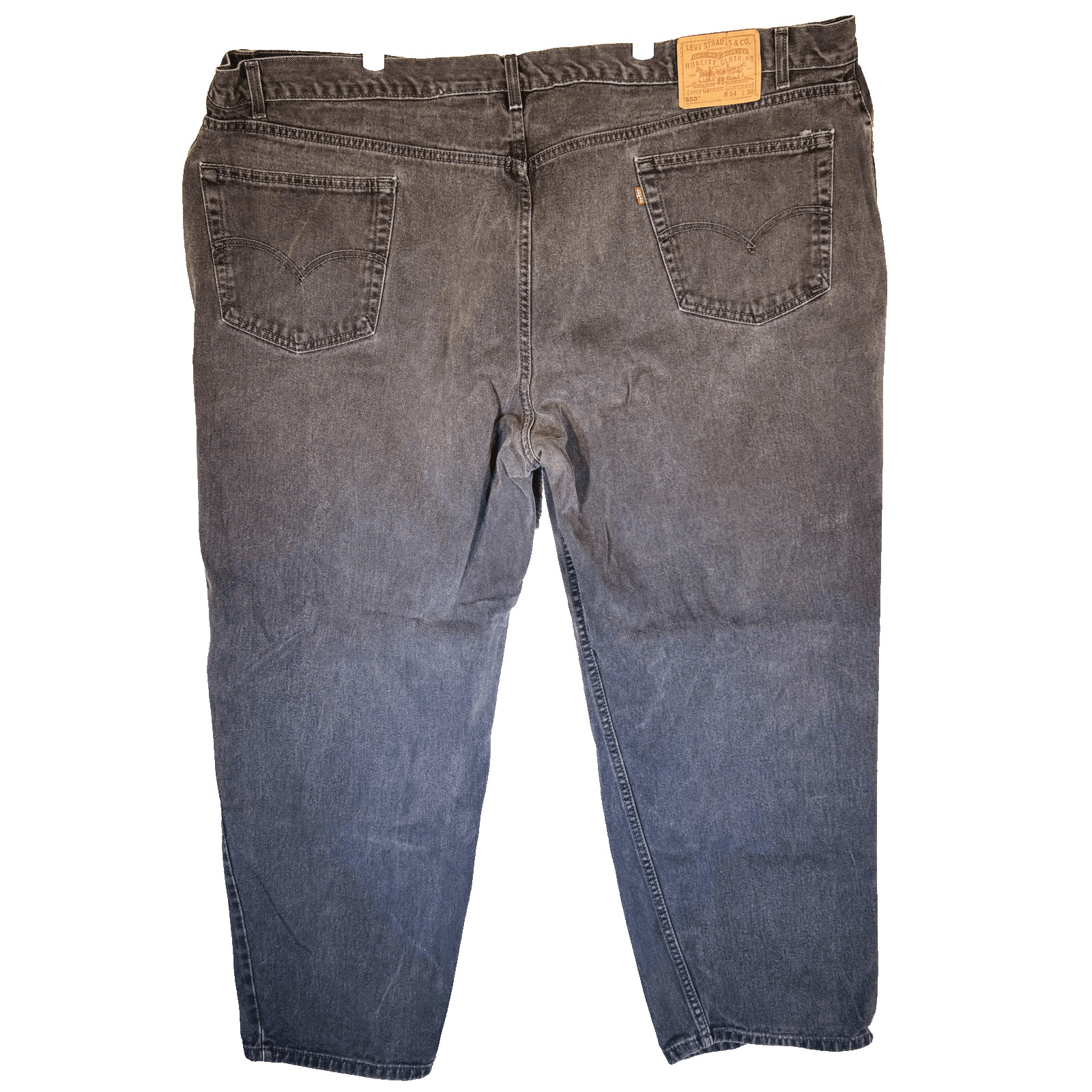 Levis 550 Jeans Mens 54x30 Black Dark Wash Relaxed Tapered Denim Zip Fly - Thumbnail 6