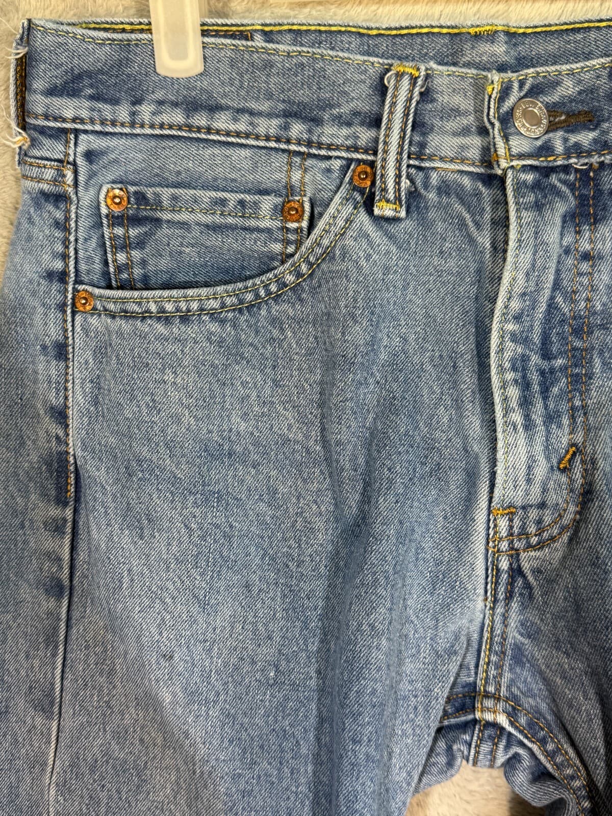 Levi's 505 Jeans Mens 32x32 Regular Fit Mid Rise Blue Denim Straight Stonewash - Thumbnail 3