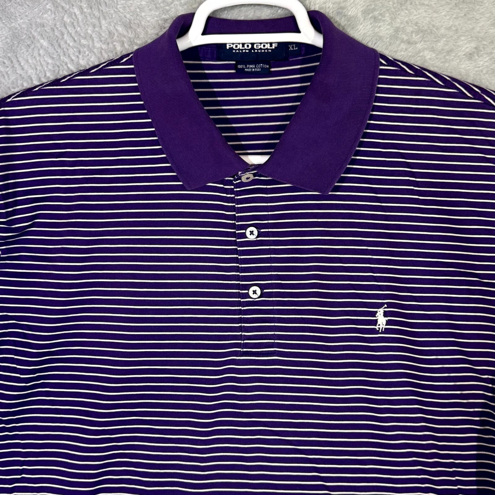 Polo Golf Ralph Lauren Polo Shirt Men XL Purple Stripe Short Sleeve Cotton - Thumbnail 4