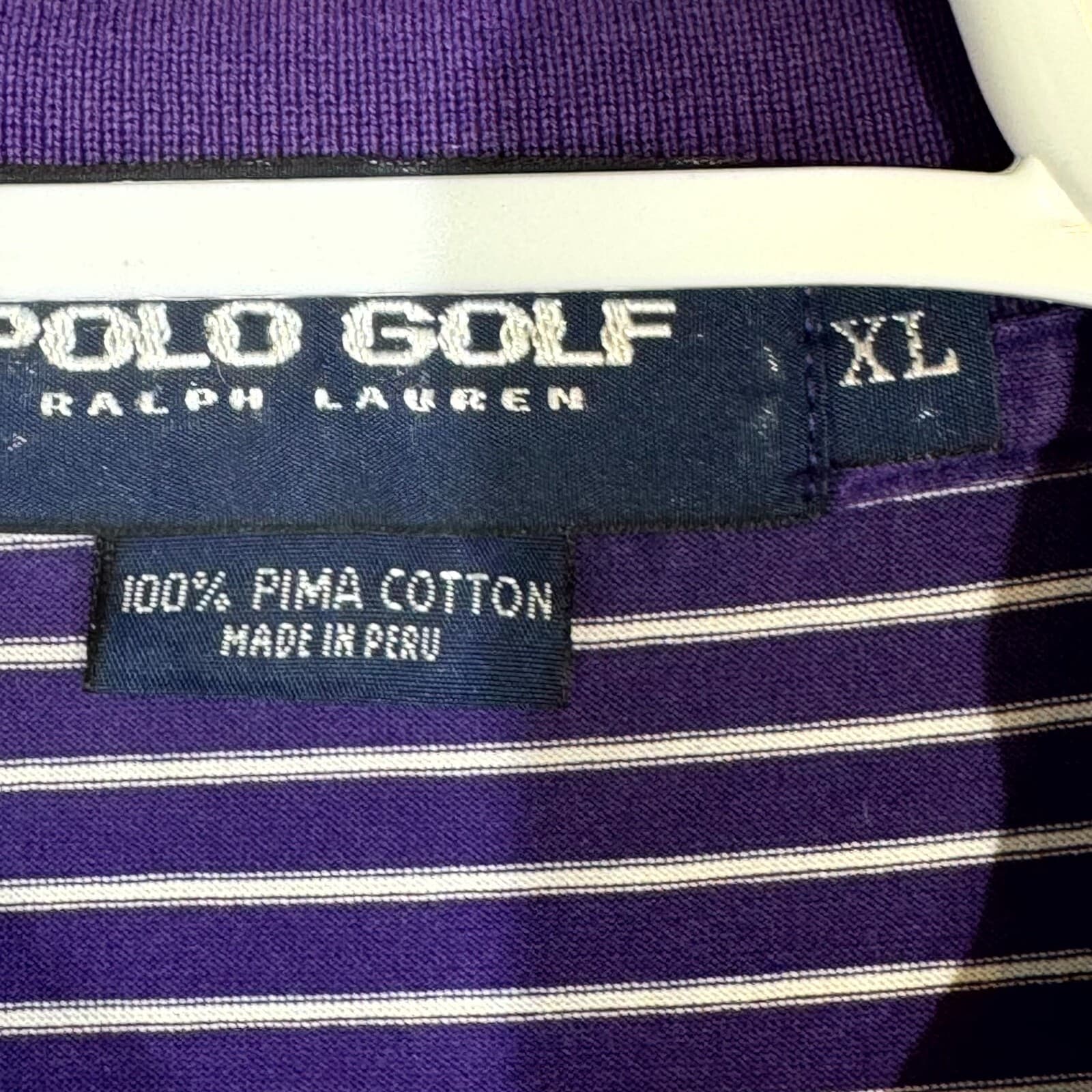 Polo Golf Ralph Lauren Polo Shirt Men XL Purple Stripe Short Sleeve Cotton - Thumbnail 8