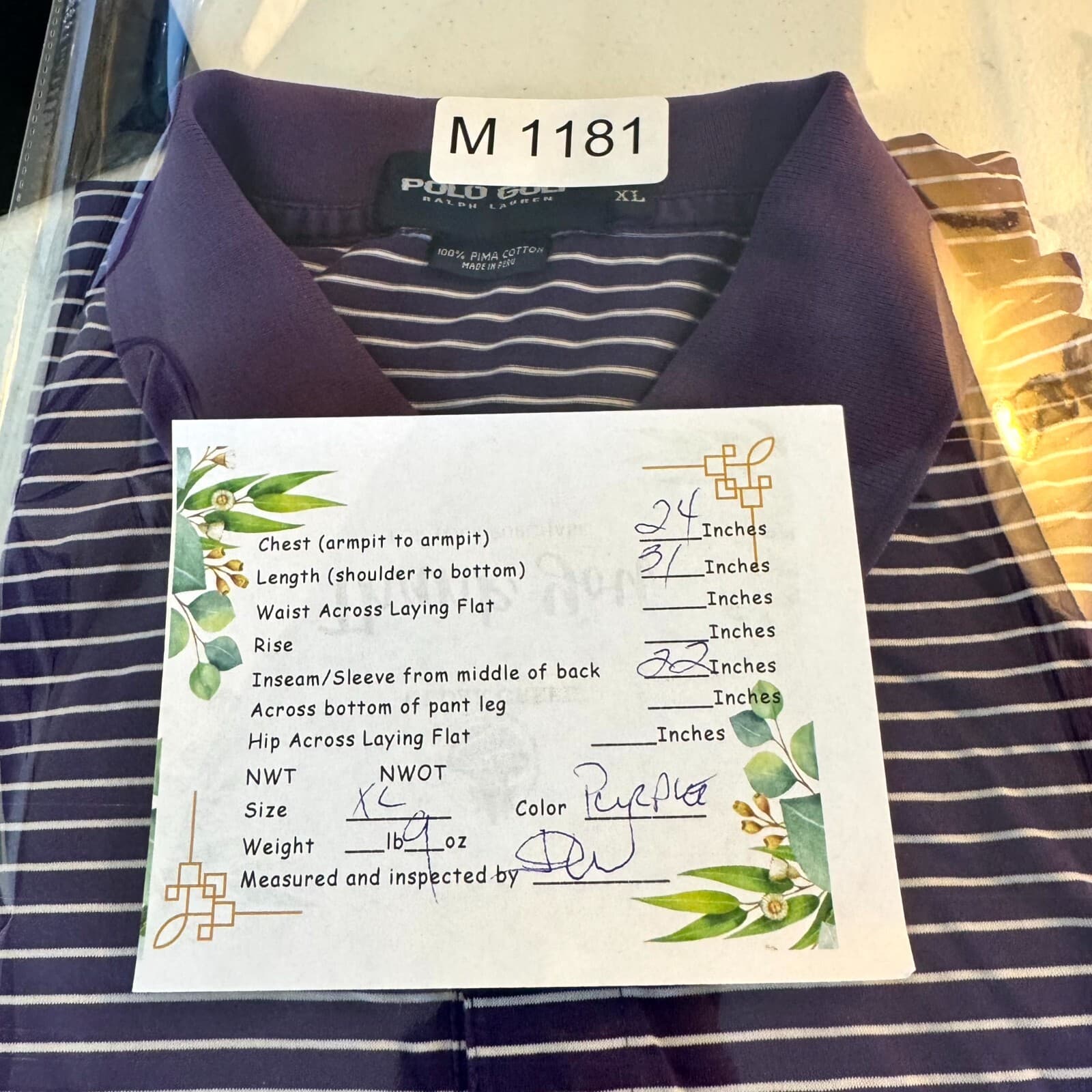 Polo Golf Ralph Lauren Polo Shirt Men XL Purple Stripe Short Sleeve Cotton - Thumbnail 9