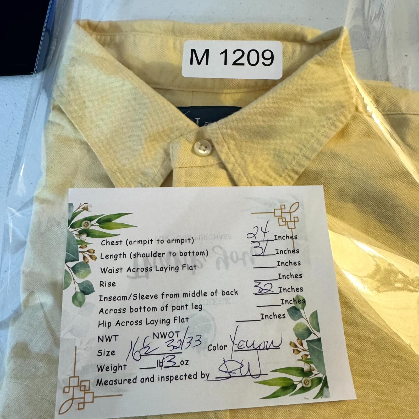 Ralph Lauren Dress Shirt Men’s 16.5 32/33 Yellow Classic Fit 100% Cotton - Thumbnail 9