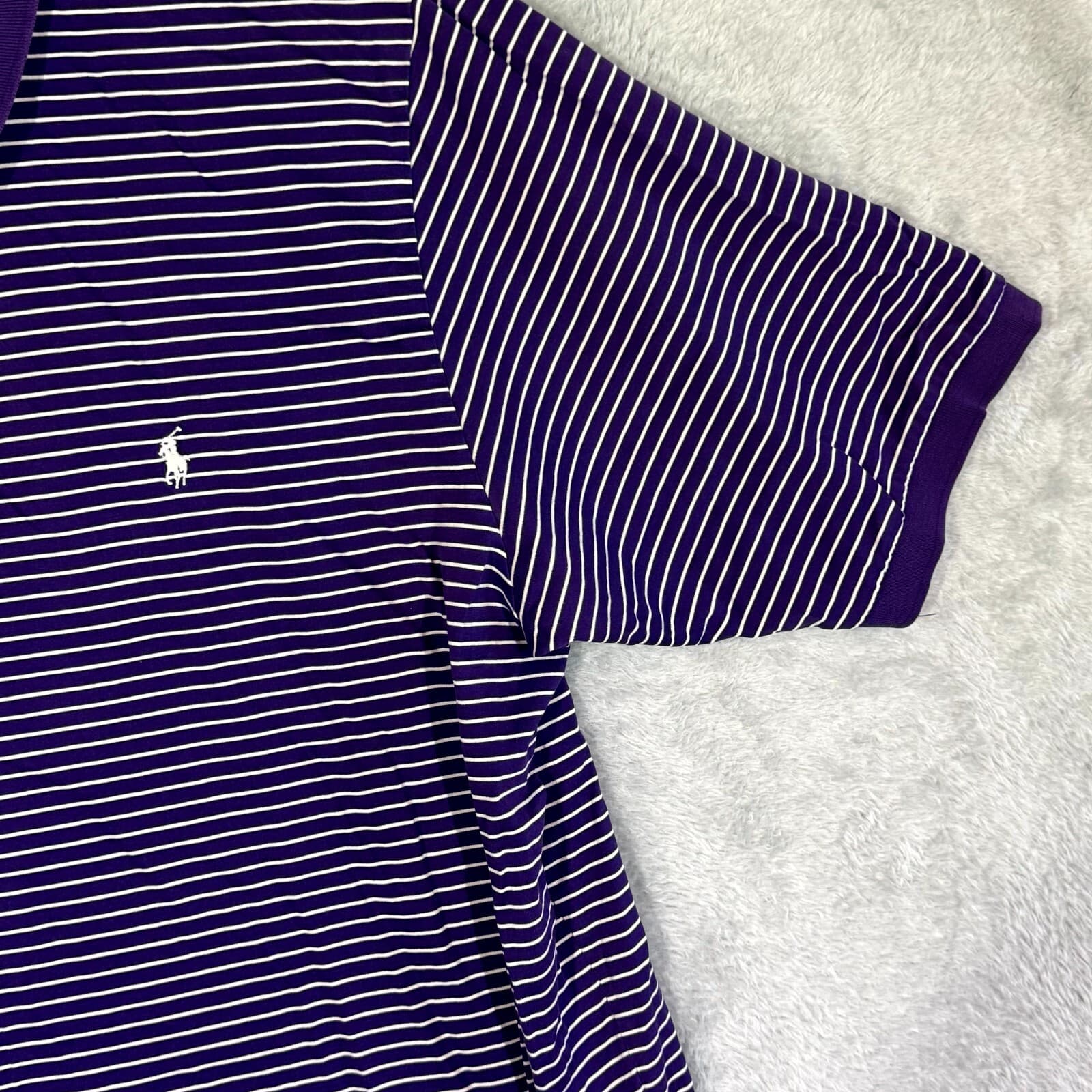 Polo Golf Ralph Lauren Polo Shirt Men XL Purple Stripe Short Sleeve Cotton - Thumbnail 5