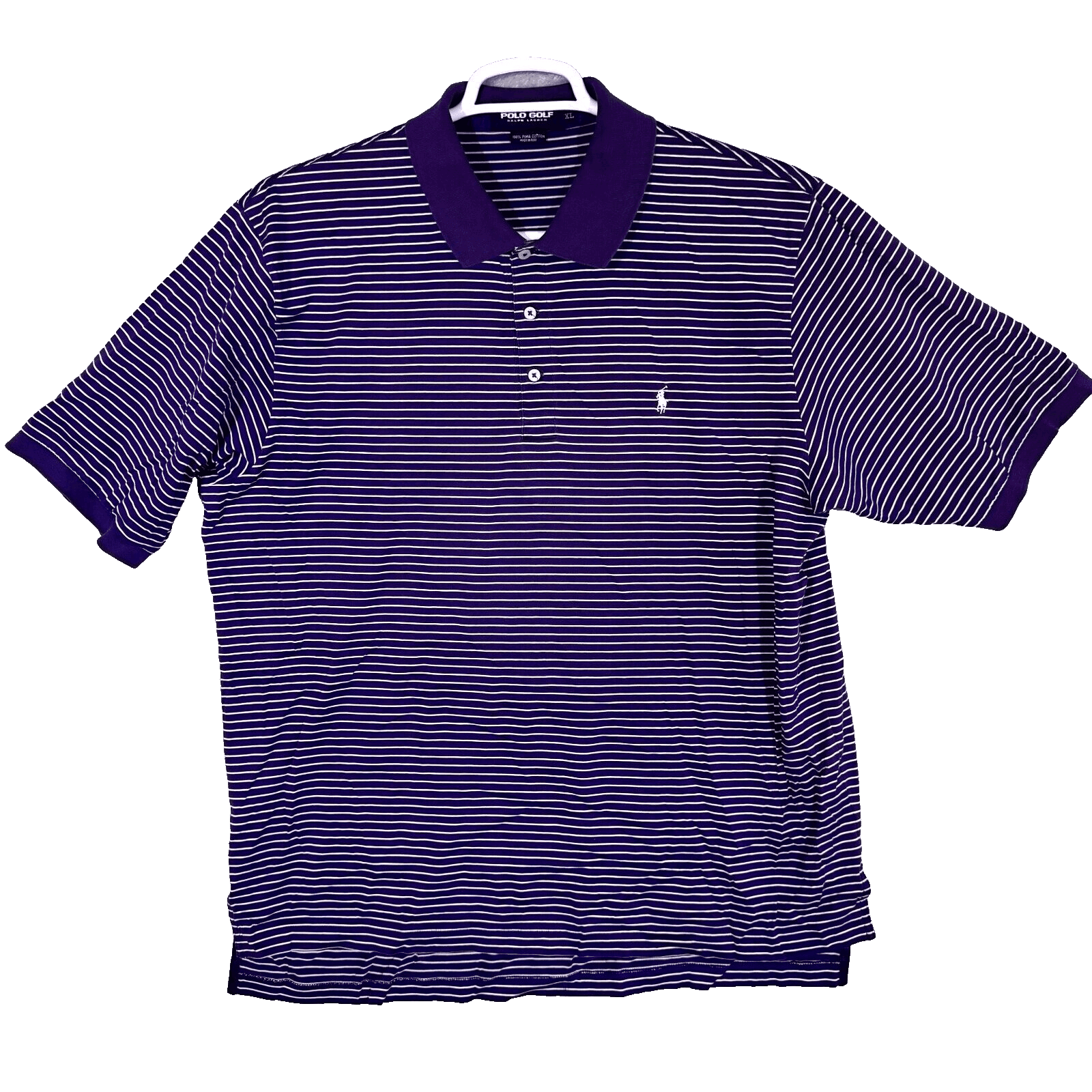 Polo Golf Ralph Lauren Polo Shirt Men XL Purple Stripe Short Sleeve Cotton - Image 1