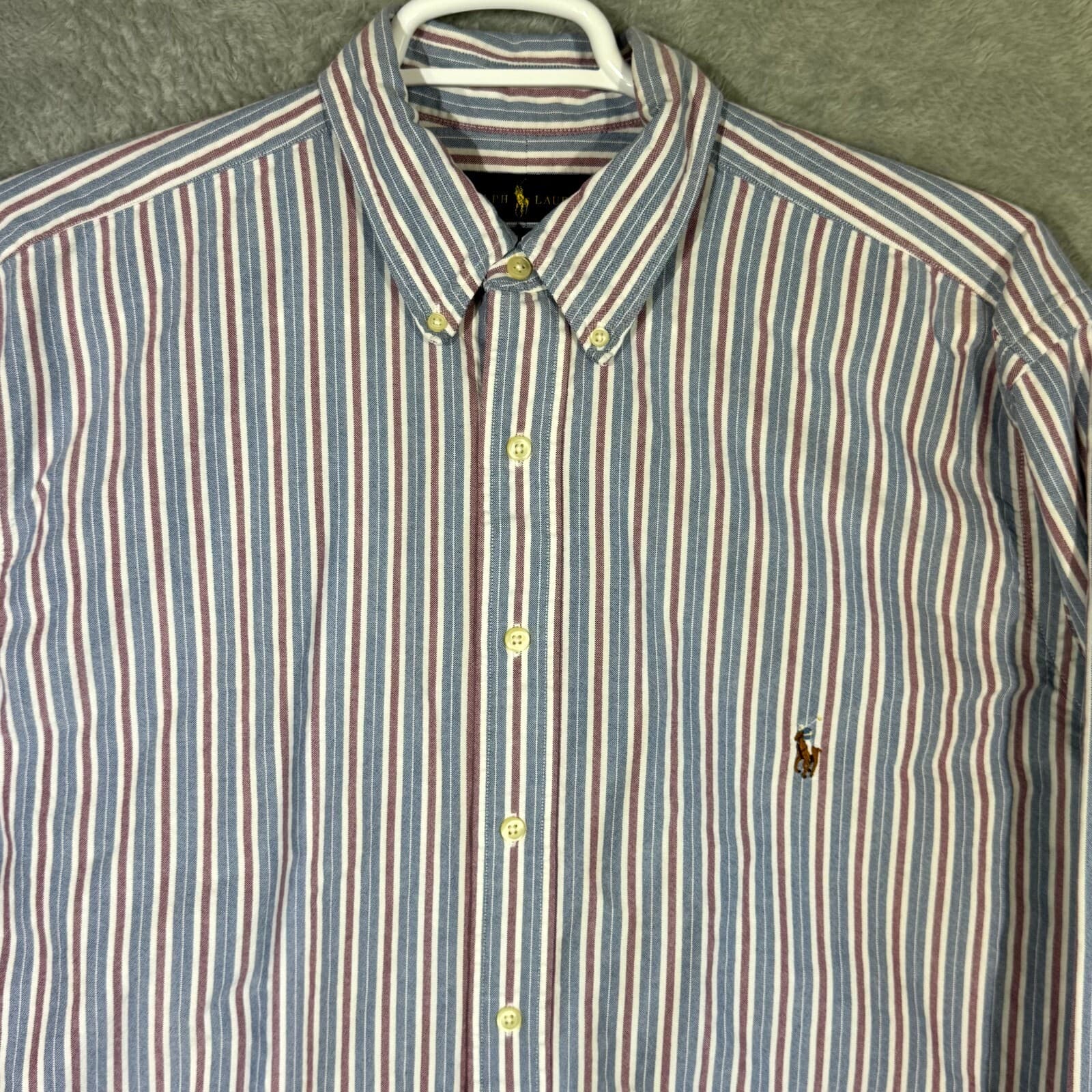 Ralph Lauren Blake Button Down Shirt Men XLT Blue Stripe Cotton Classic Fit - Thumbnail 4