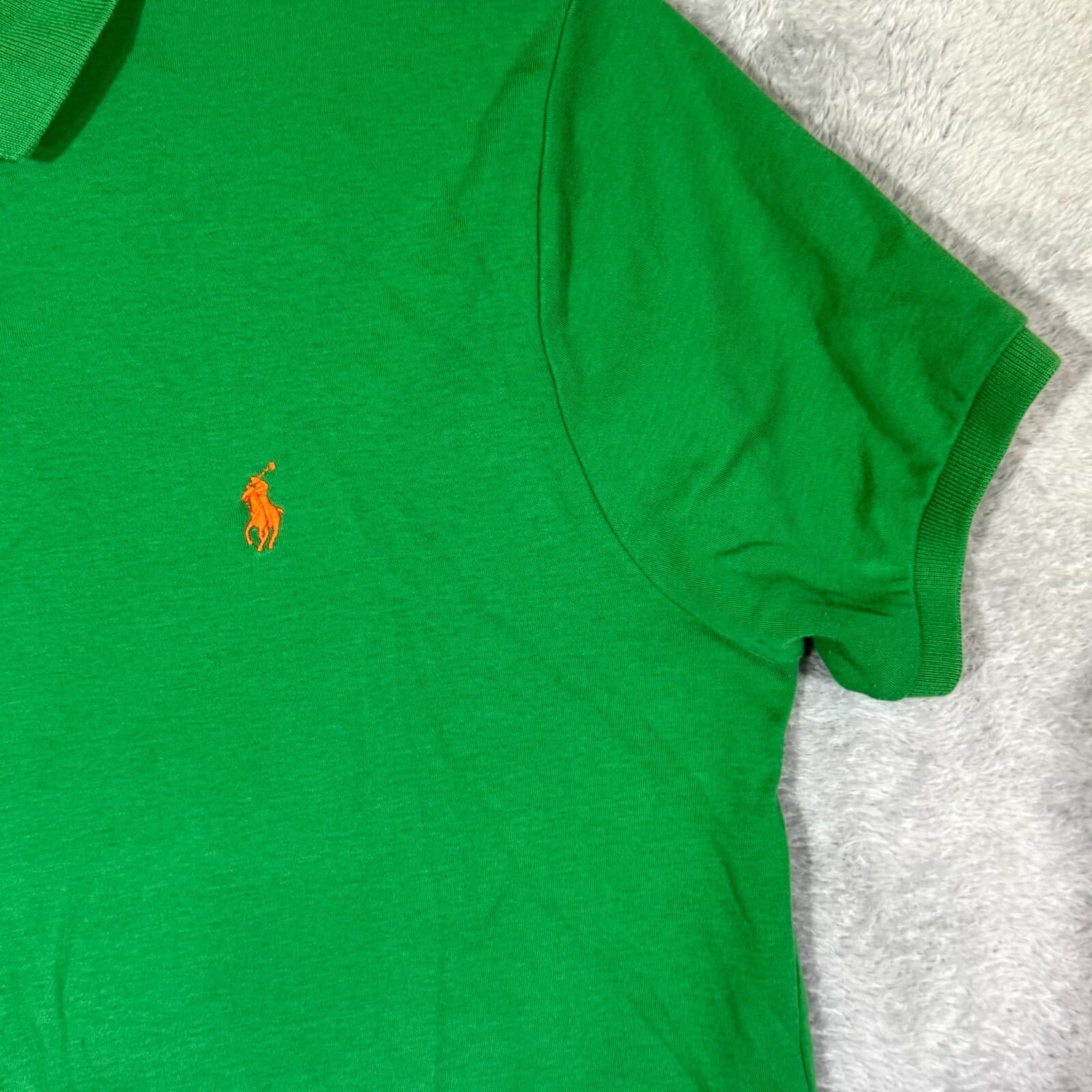 Polo Ralph Lauren Polo Shirt Men Large Green Custom Fit Short Sleeve Cotton - Thumbnail 5