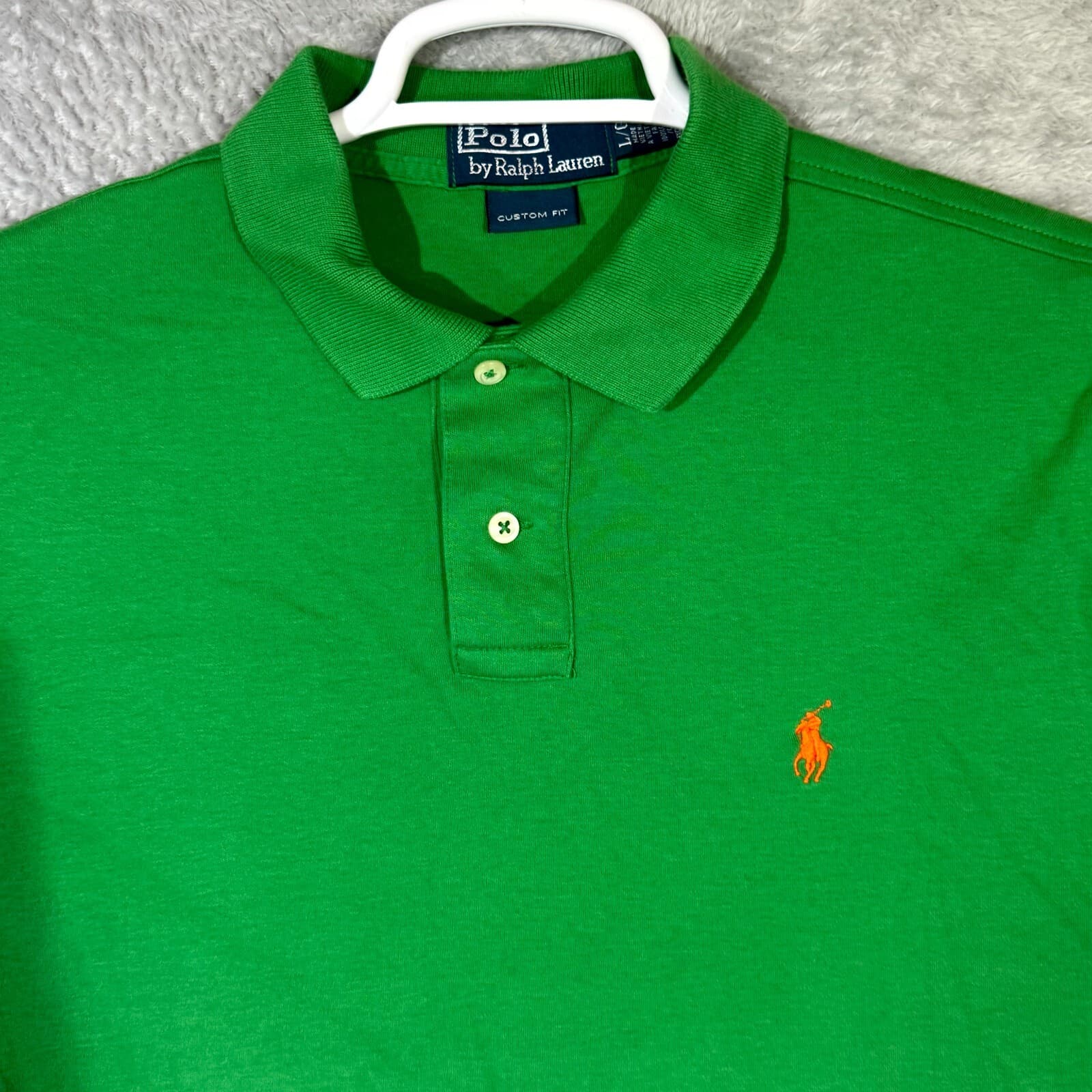 Polo Ralph Lauren Polo Shirt Men Large Green Custom Fit Short Sleeve Cotton - Thumbnail 4