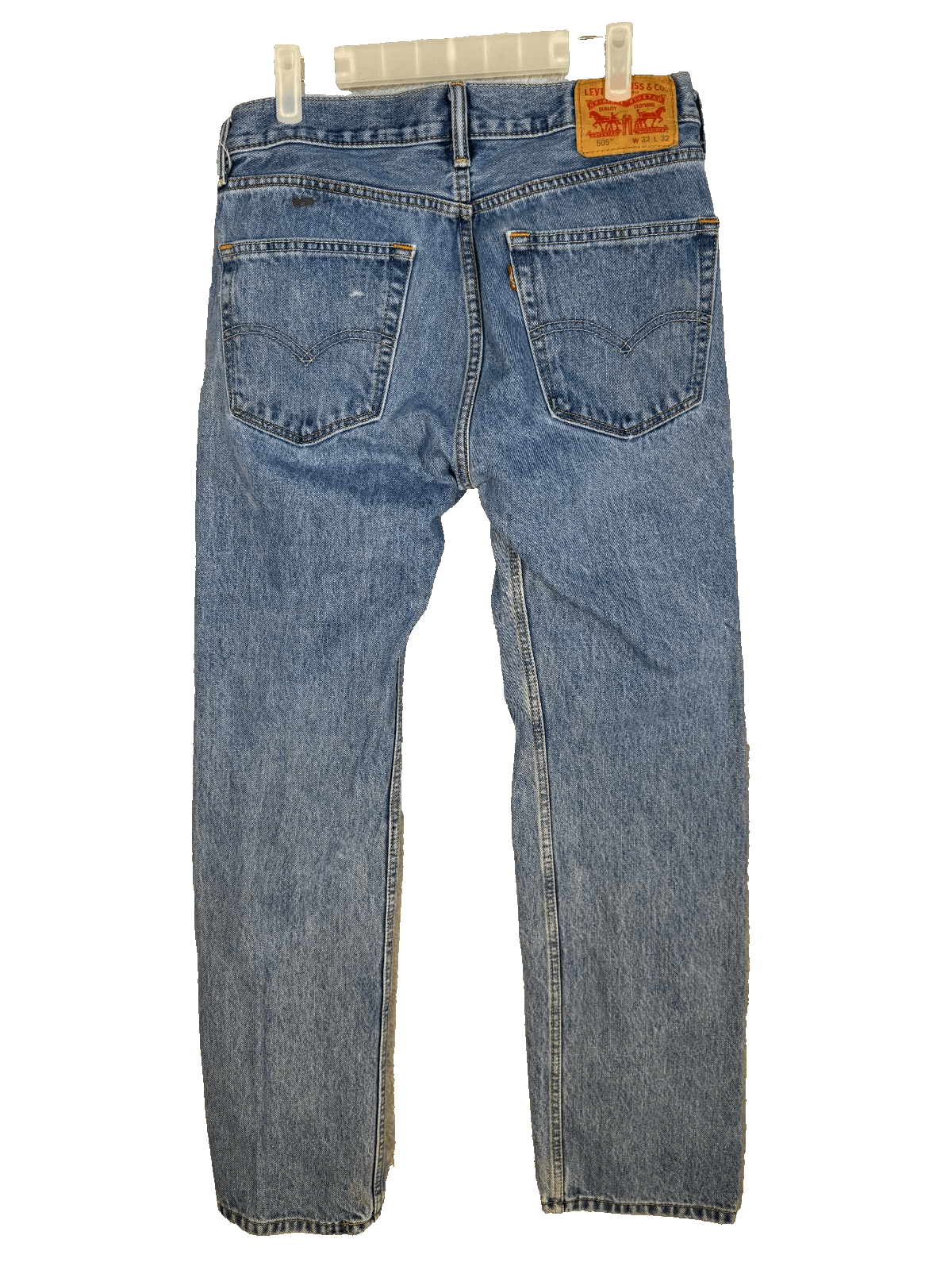Levi's 505 Jeans Mens 32x32 Regular Fit Mid Rise Blue Denim Straight Stonewash - Thumbnail 2