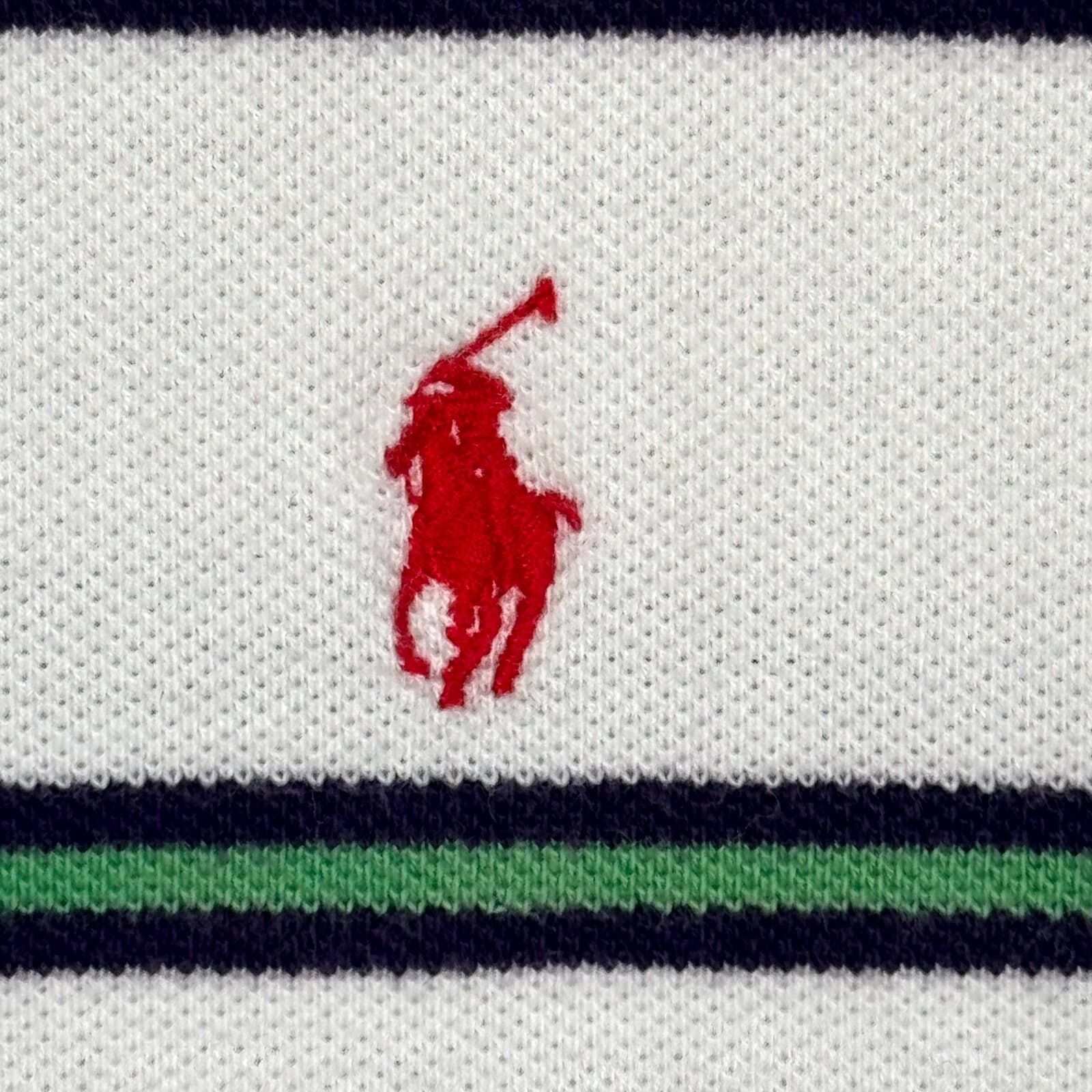 Polo Ralph Lauren Polo Shirt Men 2XL White Green Stripe Short Sleeve Cotton - Thumbnail 7