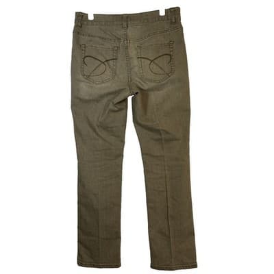 Chico's Platinum Jeans Women's 0.5 XS Tan Stretch Straight Leg Whiskered Denim - Thumbnail 2