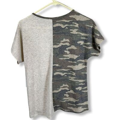 Pink Clover Women’s Olive Green Camo Short Sleeve Pullover Blouse Size S W73 - Thumbnail 2