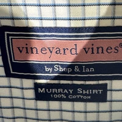 Vineyard Vines Shirt Mens Large Blue White Murray Button Down Check Long Sleeve - Thumbnail 8