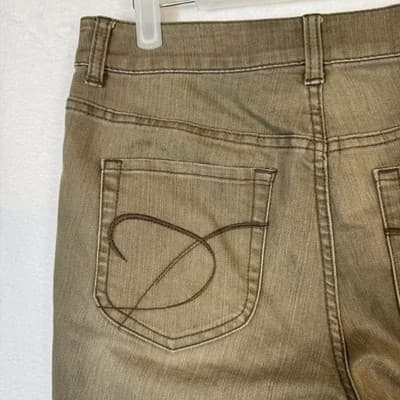 Chico's Platinum Jeans Women's 0.5 XS Tan Stretch Straight Leg Whiskered Denim - Thumbnail 7