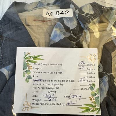 Tommy Bahama Shirt Mens Large Gray Blue Silk Floral Hawaiian Camp Button Front - Thumbnail 14