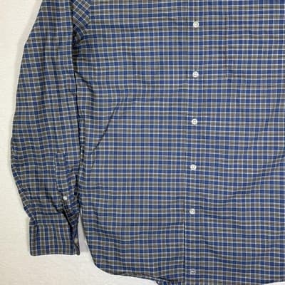 Vineyard Vines Shirt Mens Medium Blue Green Plaid On-The-Go Performance Stretch - Thumbnail 3