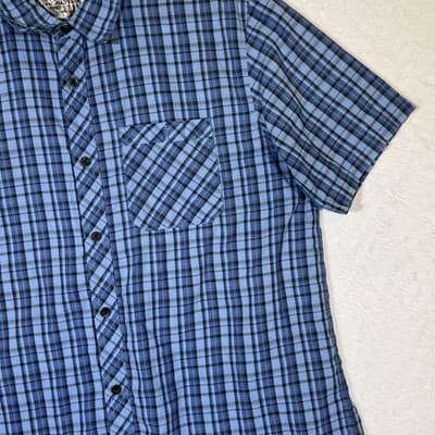 Realtree Shirt Mens Large Blue Plaid Short Sleeve Button Front Pocket Outdoor - Thumbnail 5