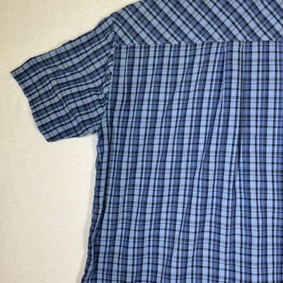 Realtree Shirt Mens Large Blue Plaid Short Sleeve Button Front Pocket Outdoor - Thumbnail 8