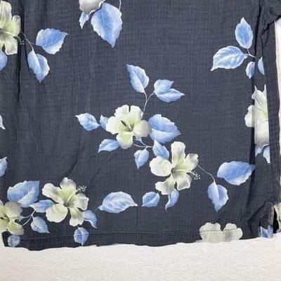 Tommy Bahama Shirt Mens Large Gray Blue Silk Floral Hawaiian Camp Button Front - Thumbnail 11