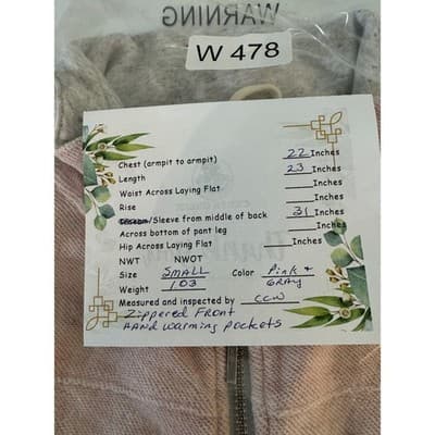 Vineyard Vines Pink Herringbone Full Zip Fleece Lined Jacket Women's Size Small - Thumbnail 8