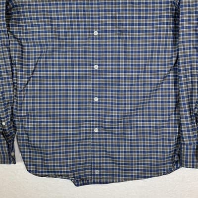 Vineyard Vines Shirt Mens Medium Blue Green Plaid On-The-Go Performance Stretch - Thumbnail 6