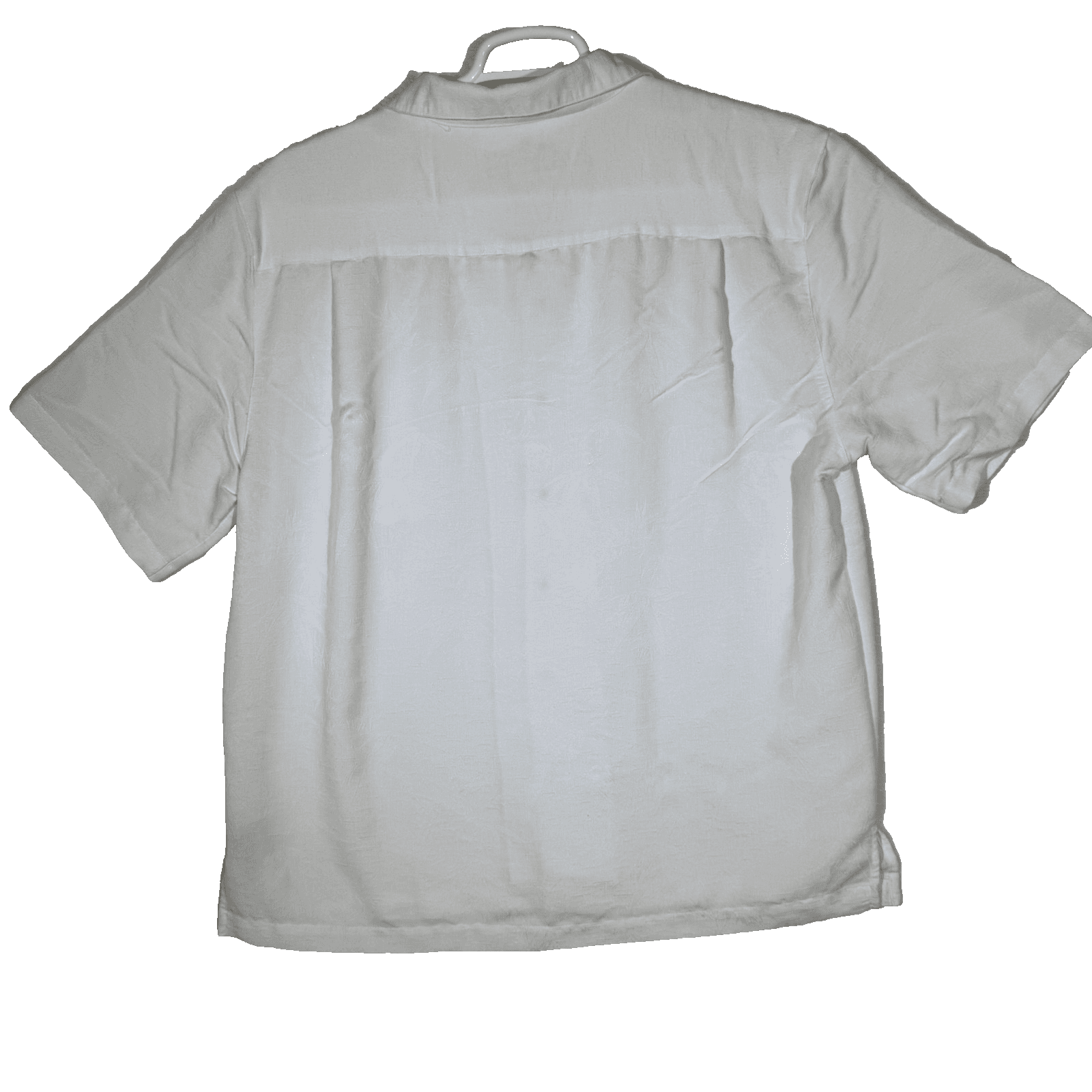 Caribbean Joe Shirt Mens XL White Camp Cuban Collar Button Front Pocket Jacquard - Thumbnail 2