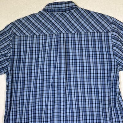 Realtree Shirt Mens Large Blue Plaid Short Sleeve Button Front Pocket Outdoor - Thumbnail 9
