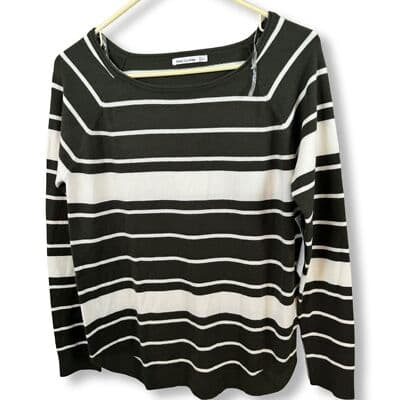 Pink Clover Sweater Women’s M Brown Cream Striped Pullover Soft Knit Top W 48 - Image 1