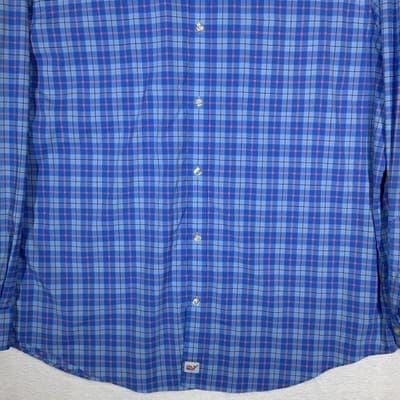 Vineyard Vines Shirt Mens 2XL Blue Plaid Classic Fit Murray Performance Stretch - Thumbnail 6