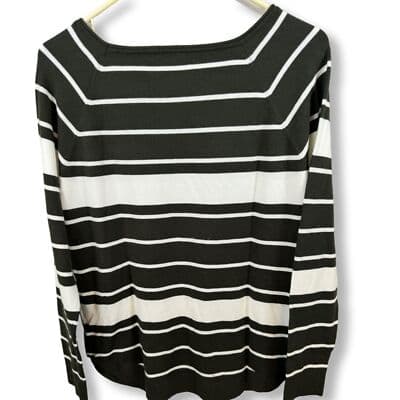 Pink Clover Sweater Women’s M Brown Cream Striped Pullover Soft Knit Top W 48 - Thumbnail 2