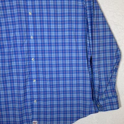 Vineyard Vines Shirt Mens 2XL Blue Plaid Classic Fit Murray Performance Stretch - Thumbnail 5