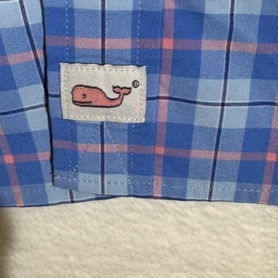 Vineyard Vines Shirt Mens 2XL Blue Plaid Classic Fit Murray Performance Stretch - Thumbnail 7