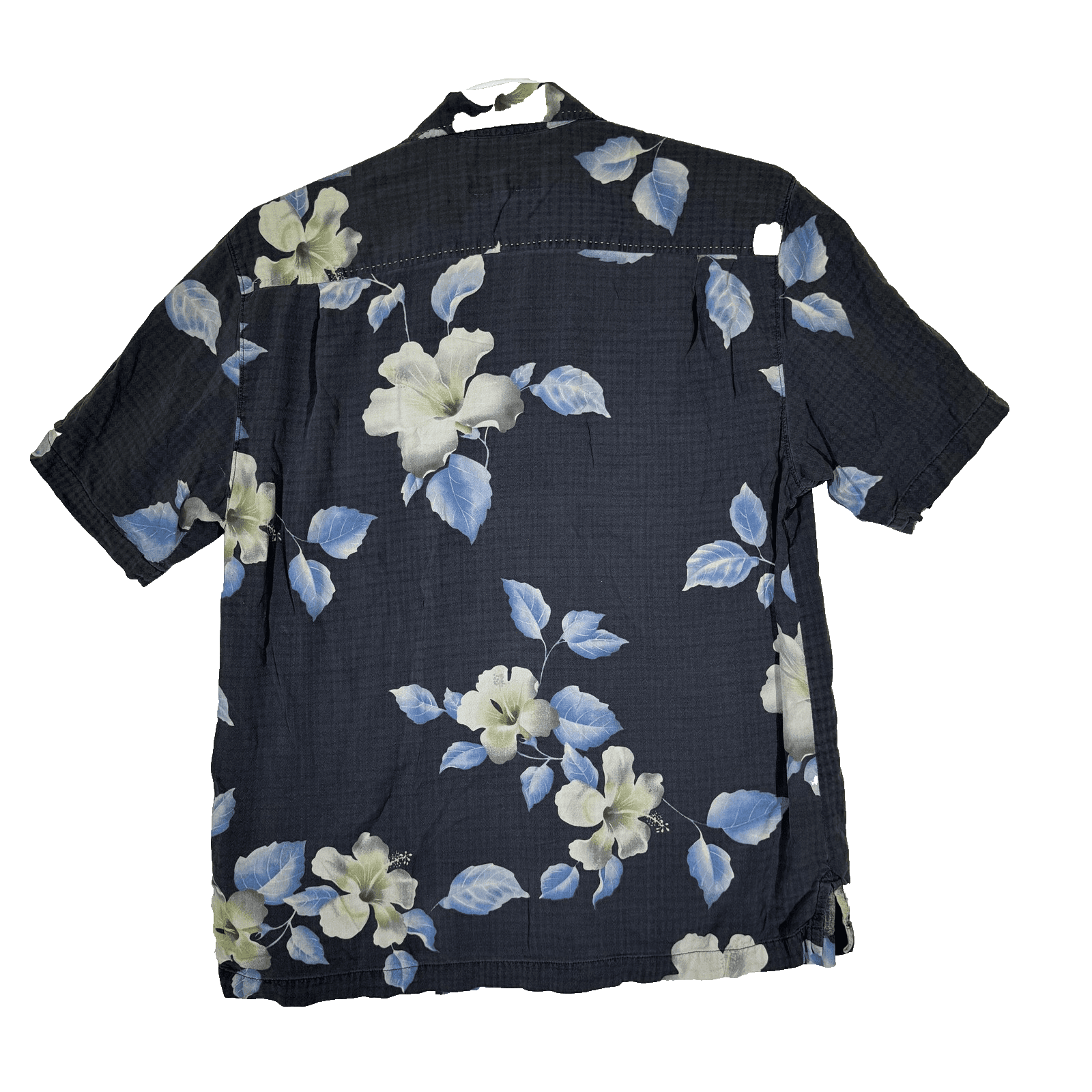 Tommy Bahama Shirt Mens Large Gray Blue Silk Floral Hawaiian Camp Button Front - Thumbnail 2