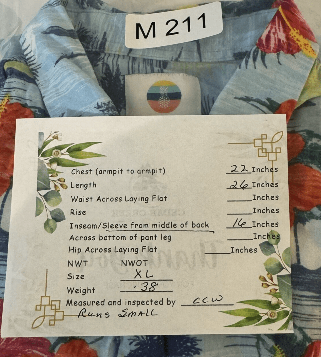 Denim & Flower Shirt Men's XL Hawaiian Multi Floral Short Sleeve Cotton Casual - Thumbnail 8