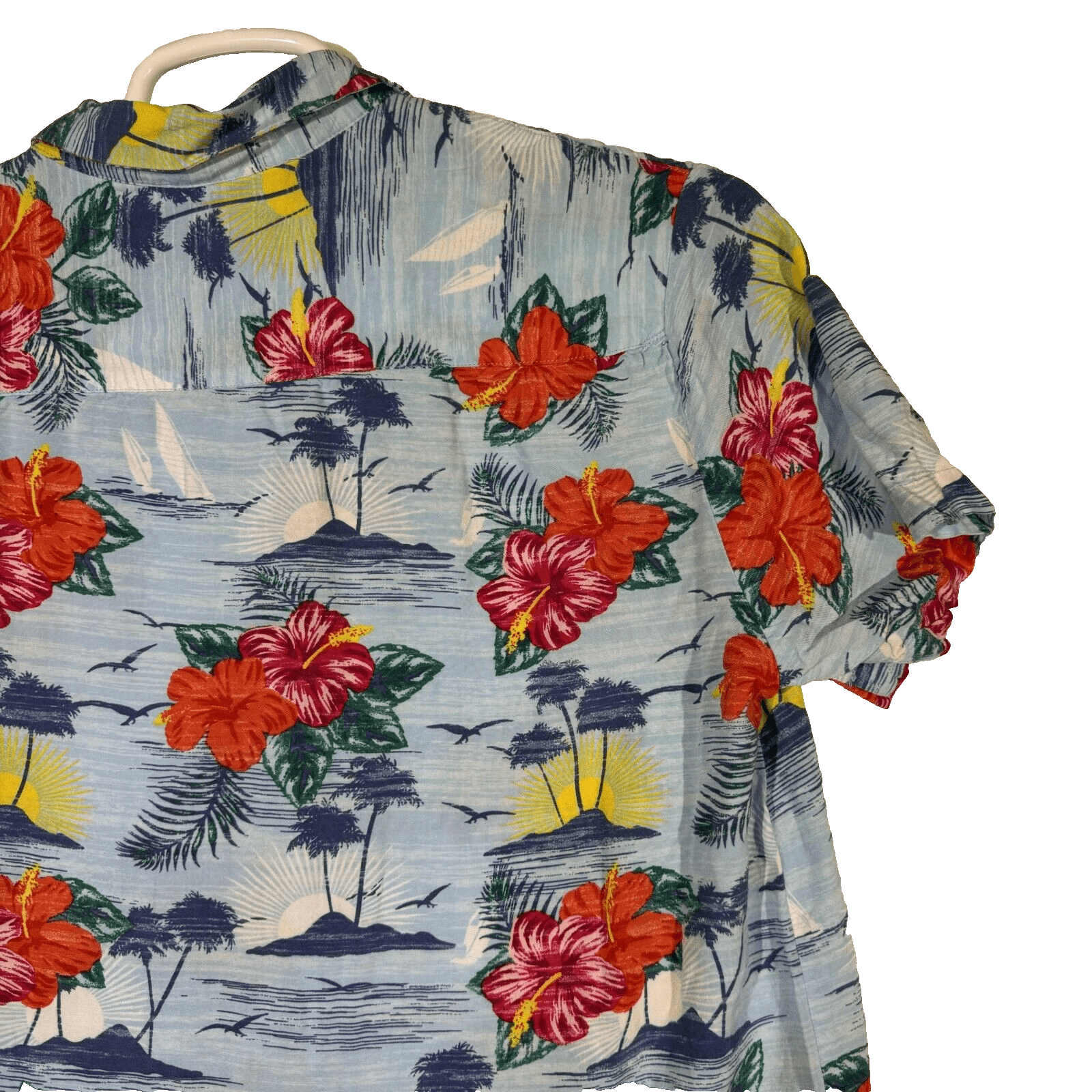 Denim & Flower Shirt Men's XL Hawaiian Multi Floral Short Sleeve Cotton Casual - Thumbnail 12