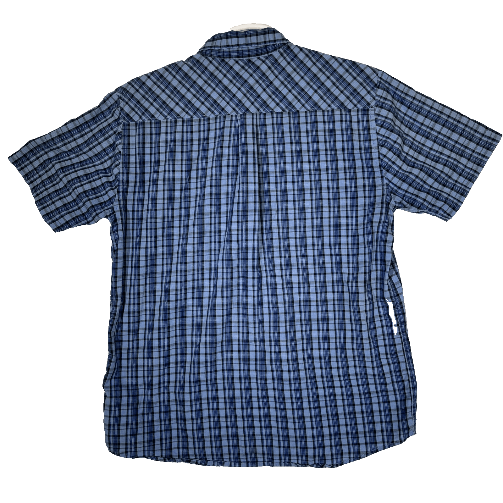 Realtree Shirt Mens Large Blue Plaid Short Sleeve Button Front Pocket Outdoor - Thumbnail 2