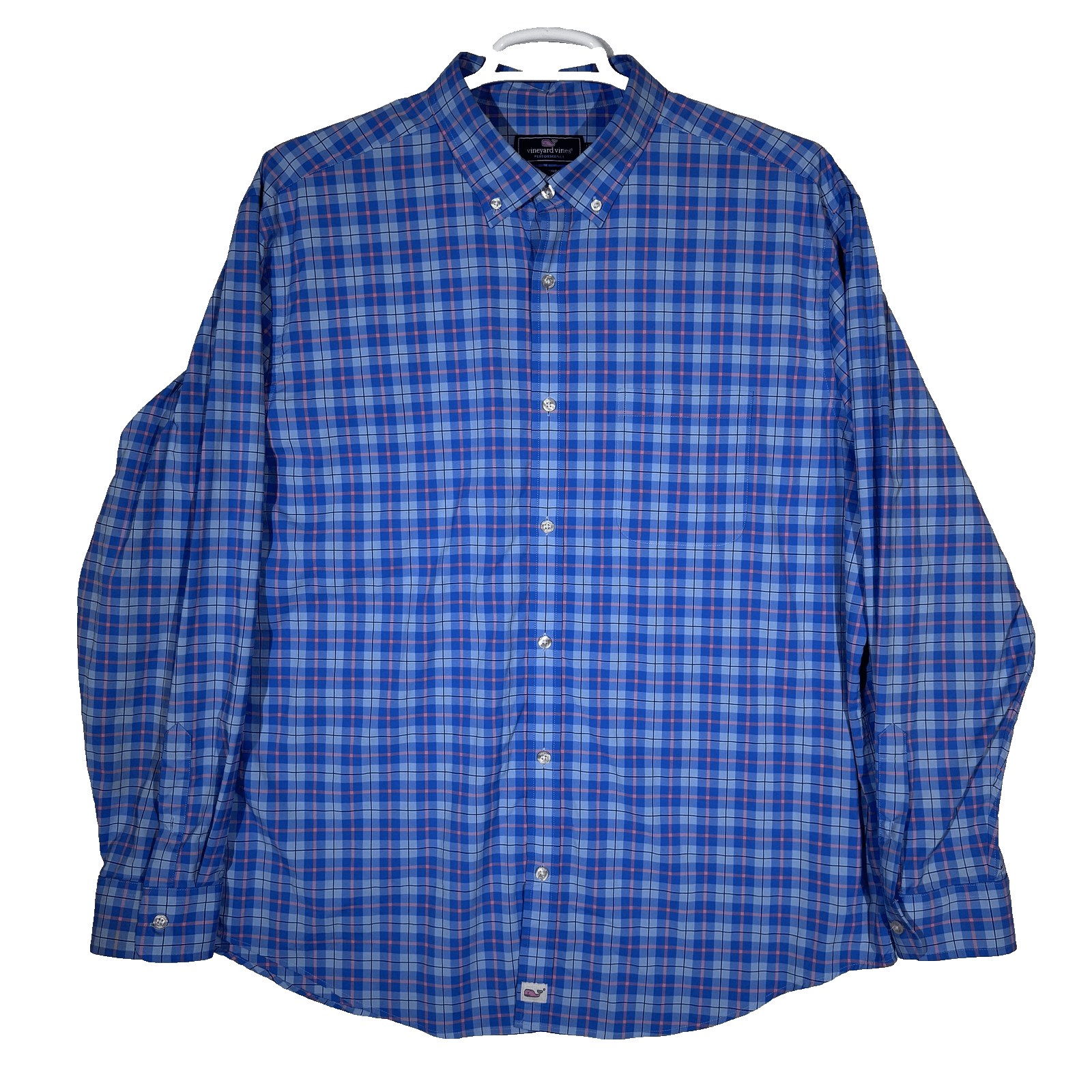 Vineyard Vines Shirt Mens 2XL Blue Plaid Classic Fit Murray Performance Stretch - Image 1